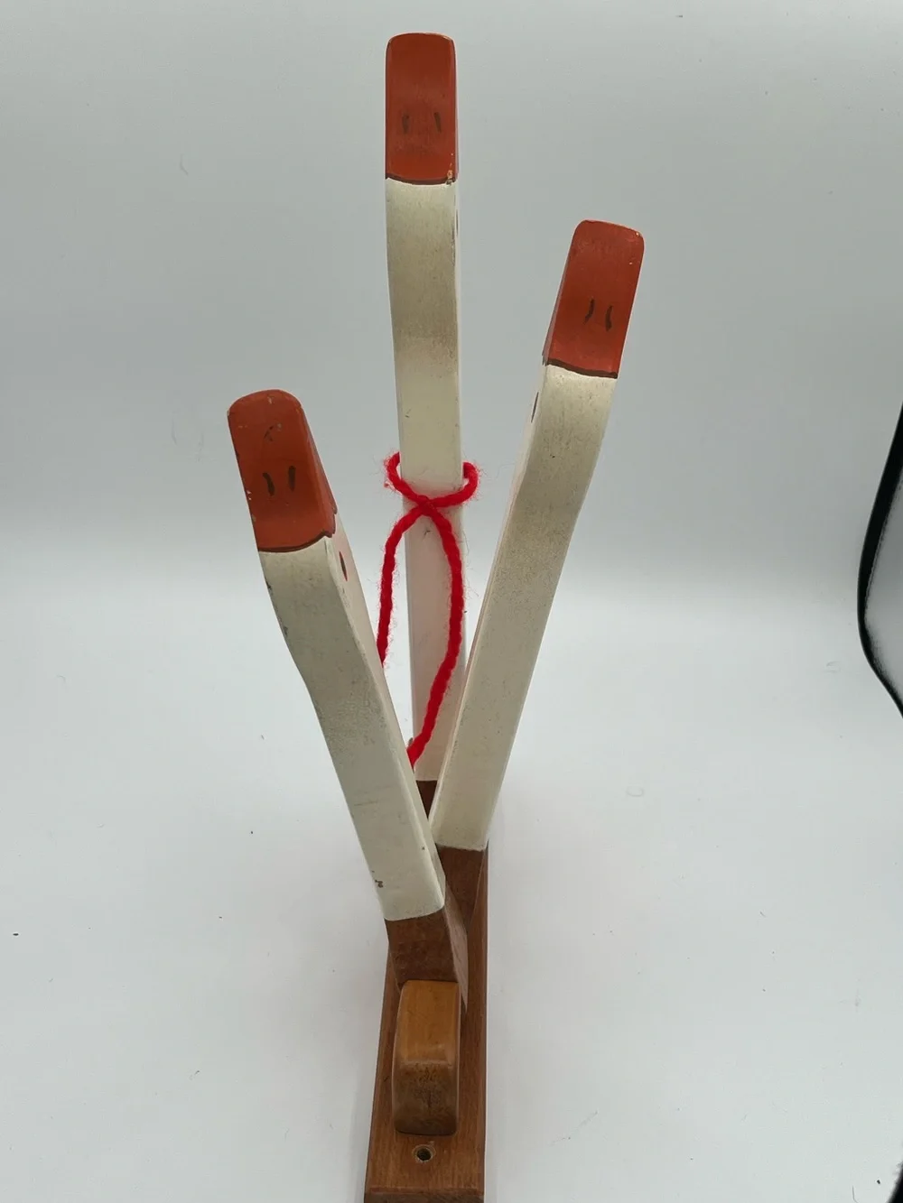 Vintage White Wooden Geese Towel Holder Rack - Harold Johnson Folk Artist 1986